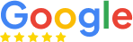 Google Reviews logo featuring the word "Google" in multicolor with five yellow stars below and the word "Reviews" in gray text to the right.